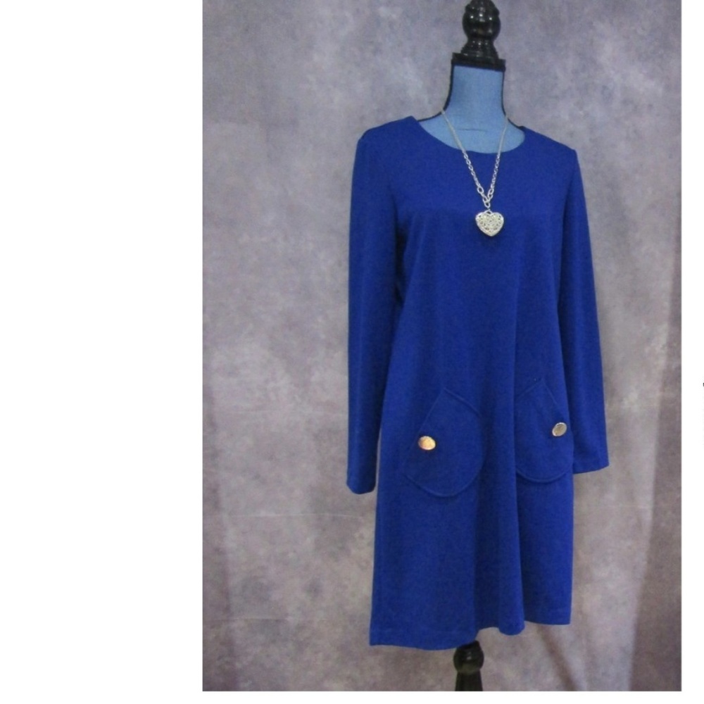 NWOT Chadwick's Blue Shift Dress w/ Pockets Sz 12